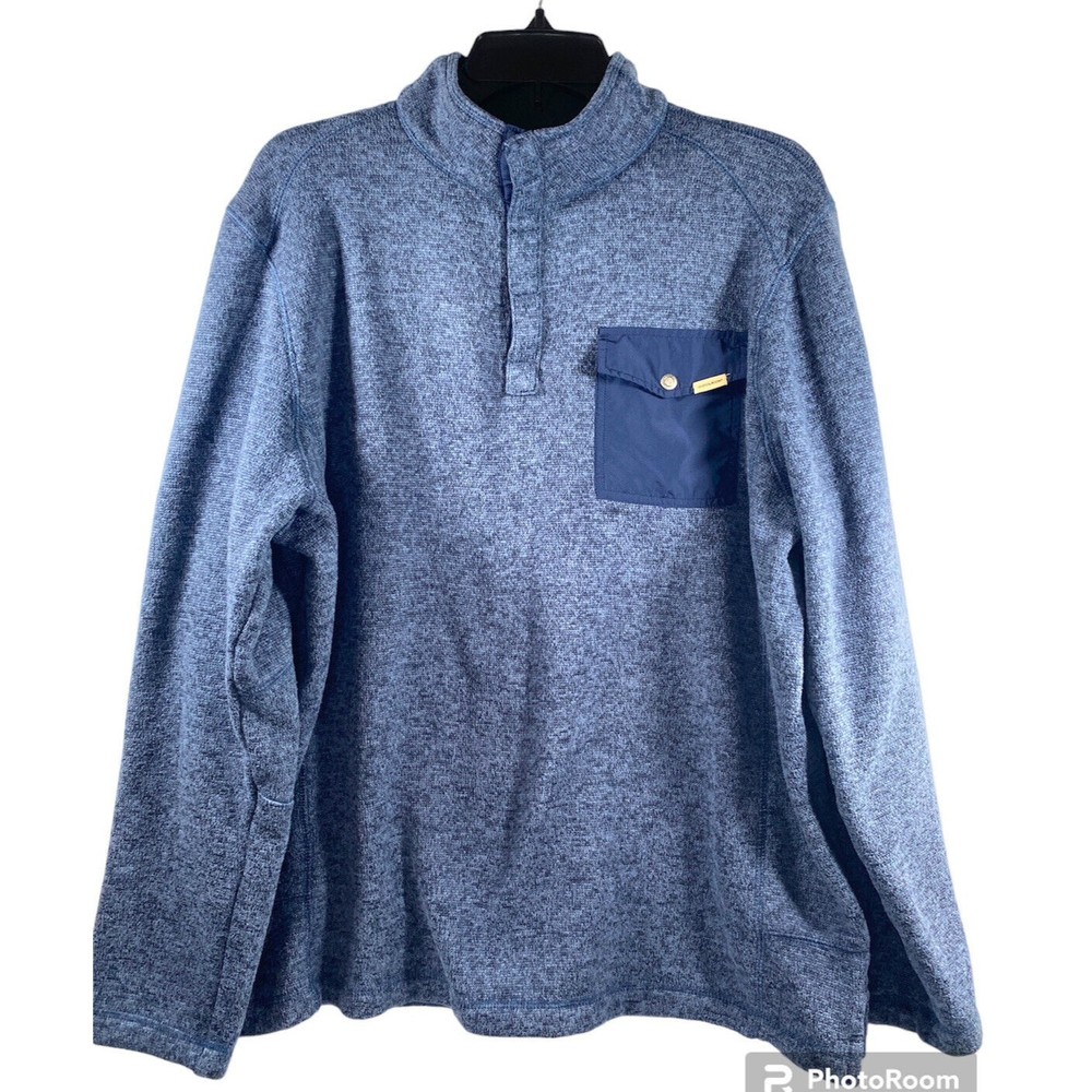 Woolrich Men’s 1/4 Snap Pullover Fleece Long Sleeve Jacket Blue Heather Sz L